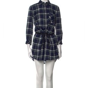 Drawstring plaid print shirt dress
Veronica Beard